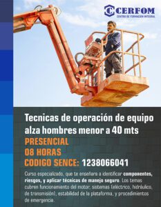 Tecnicas de operación de equipo alza hombres menor a 40 mts
